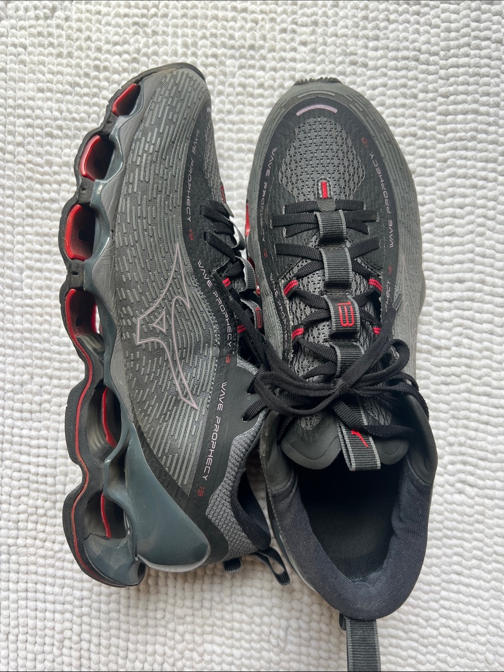 Mizuno Wave Prophecy Athletic Sneakers in Black with Red Accents